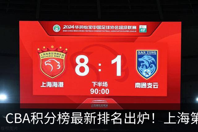 CBA积分榜最新排名出炉！上海第1辽宁第5：四川杀进前三广东第11